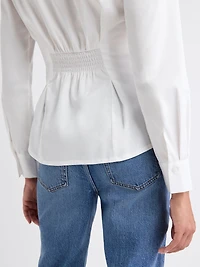 Long-Sleeve Buttoned-Down Poplin Blouse