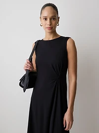 Robe Midi Sans Manches à Col Rond avec Détail Noué