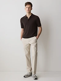 Merino-Wool Short-Sleeve Polo Sweater