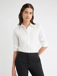 Blouse Boutonnée en Popeline à Manches Longues