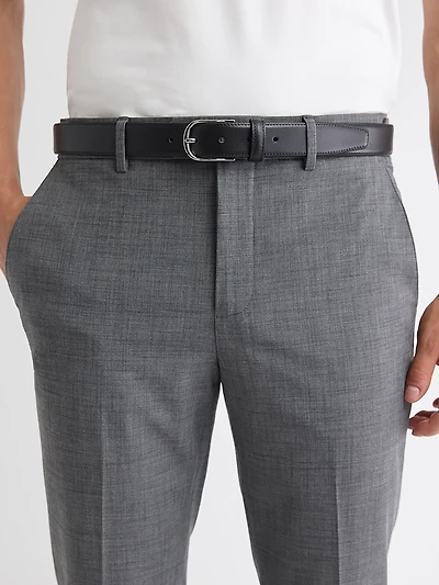 Dressy Leather Belt with Round Buckle