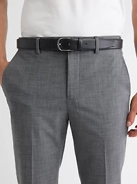 Dressy Leather Belt with Round Buckle