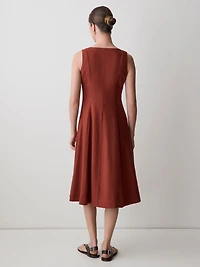 Sleeveless Crew-Neck Linen-Blend Midi Dress