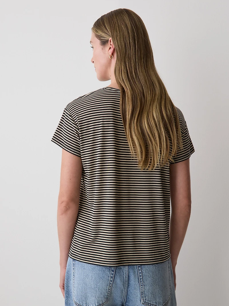 T-Shirt Boxy à Manches Courtes et Col Rond