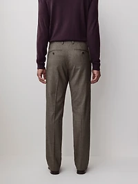 Tailored-Fit Striped Brown Wool Suit Pant