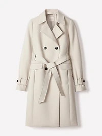 Manteau Trench en Sergé à Boutonnage Double avec Ceinture