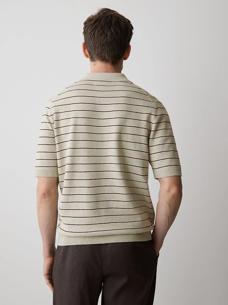 Polo en Mélange de Lin à Manches Courtes