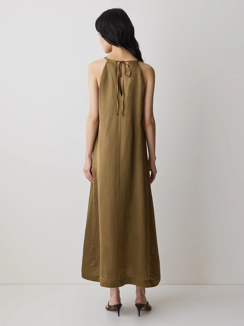 Sleeveless Halter-Neck Midi Dress