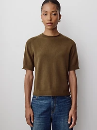 Short-Sleeve Mock-Neck Sweater