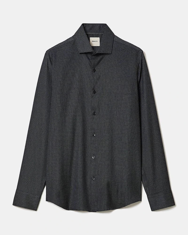 Chemise Habillée à Coupe Étroite en Dobby Micro Motif de Carrés