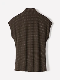 Extended-Sleeve Top with Crossover Draped Mock Neckline