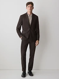 Slim Fit Dark Brown Brushed Twill Blazer