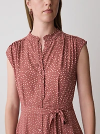 Ribe Courte Boutonnée Sans Manches à Col Montant