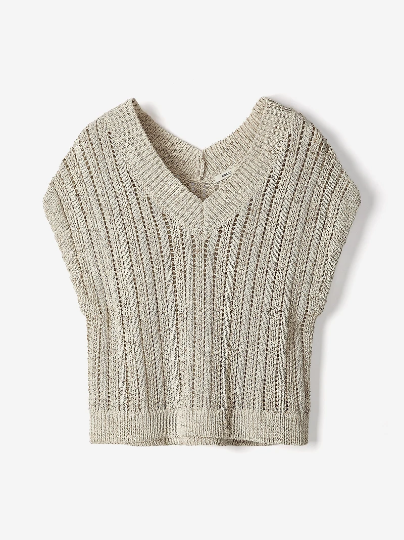 Veste en Tricot Sans Manches à Col V