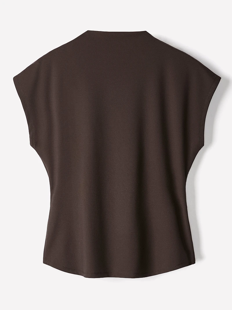 Extended-Sleeve Crew-Neck Draped Top