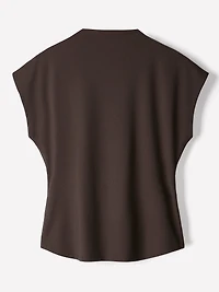 Extended-Sleeve Crew-Neck Draped Top
