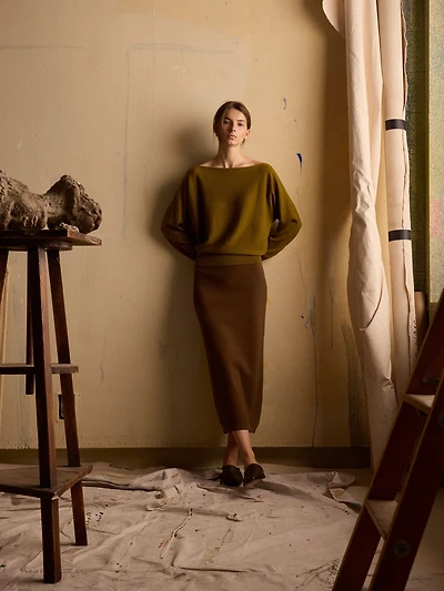 Jupe Fourreau Midi en Tricot