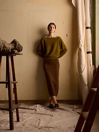 Knitted Pencil Midi Skirt