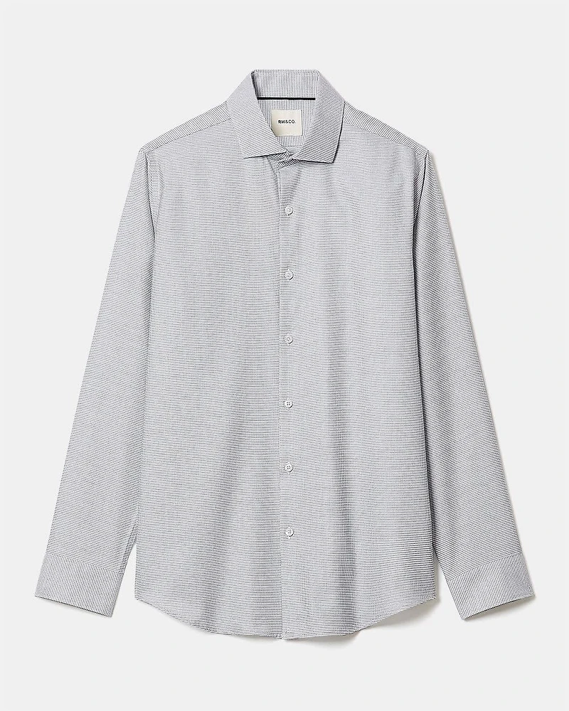 Chemise Habillée à Coupe Étroite en Dobby Micro Motif de Carrés