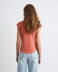 T-Shirt Classique à Manches Courtes et Col V