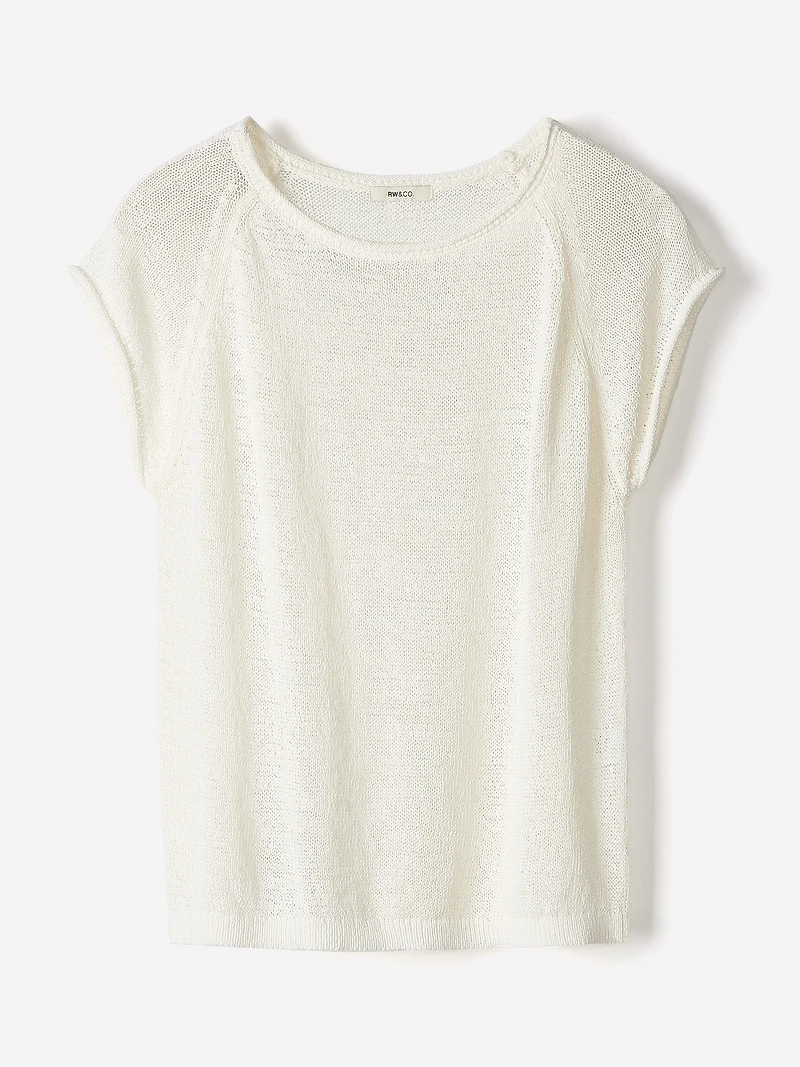 Pull en Tricot Ruban à Manches Très Courtes