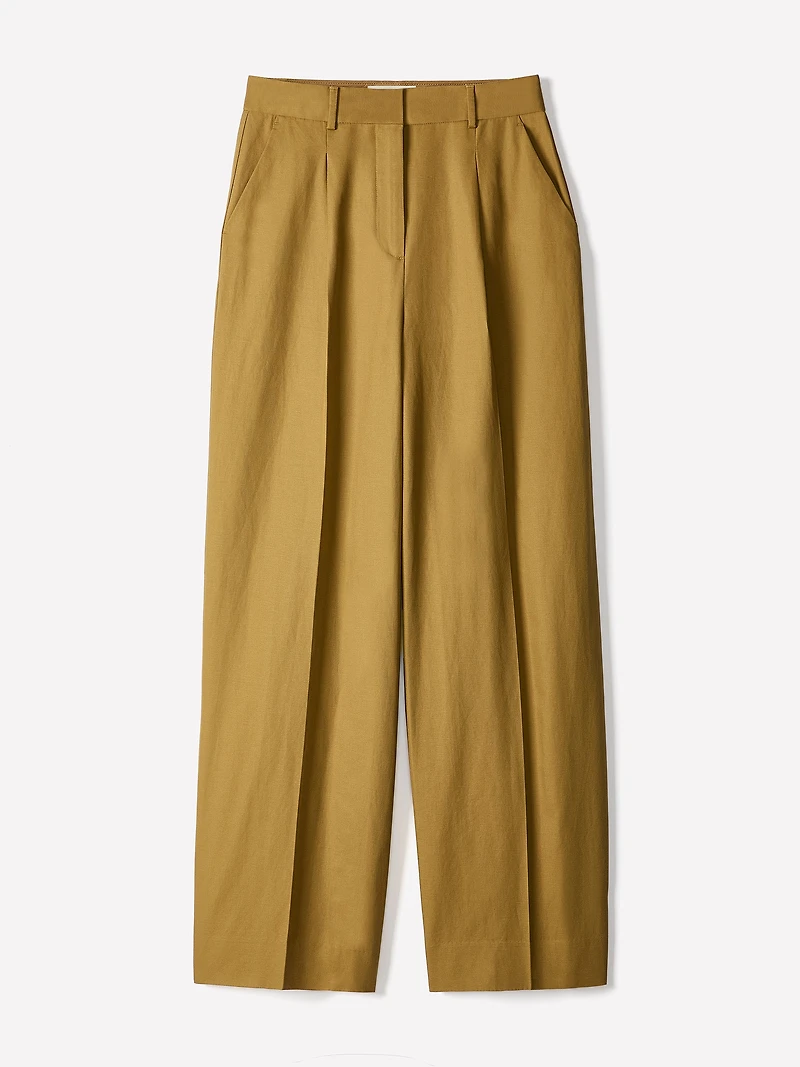 Wide-Leg High-Rise Linen-Blend Pant
