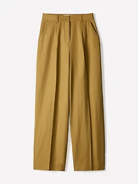 Wide-Leg High-Rise Linen-Blend Pant