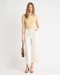 Short-Sleeve Ribbed Henley Top