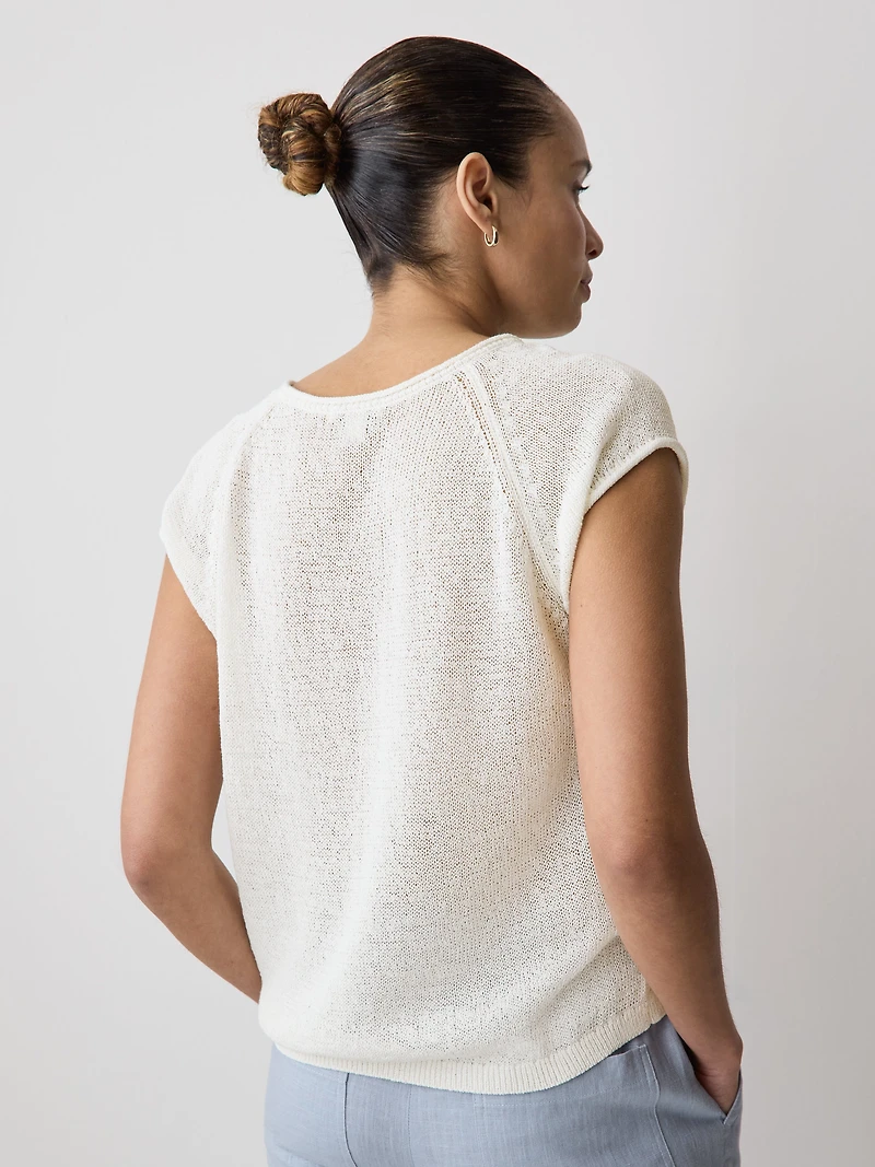 Pull en Tricot Ruban à Manches Très Courtes