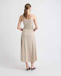 Sleeveless Square-Neck Ribbed Midi Dress