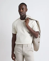 T-Shirt Uni à Col Rond en Coton Interlock Raffiné