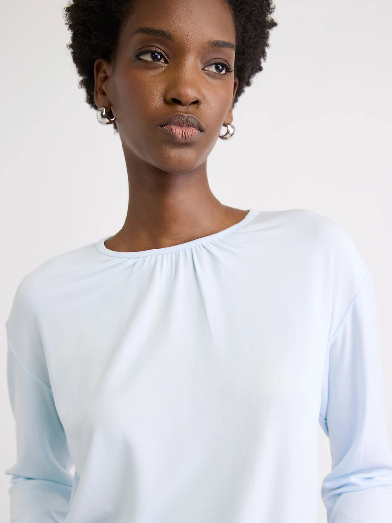 Haut à Manches Longues Col Rond Froncé