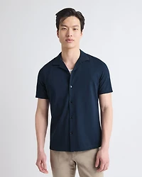 Short-Sleeve Piqué Shirt with Camp Collar