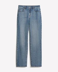 Long Medium-Wash Straight-Leg Jeans