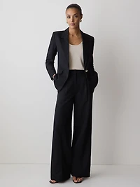 Wide-Leg High-Rise Linen-Blend Pant