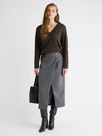 Pull Laine Mérinos à Manches Longues et Col V