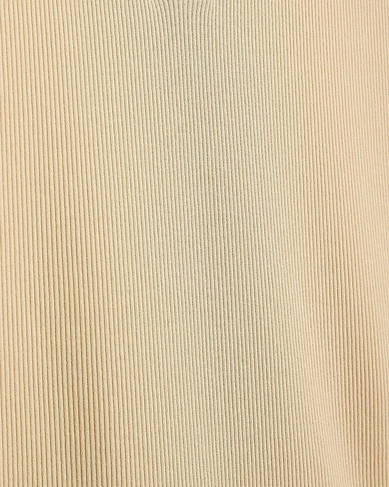 Haut Côtelé à Col Henley et Manches Courtes