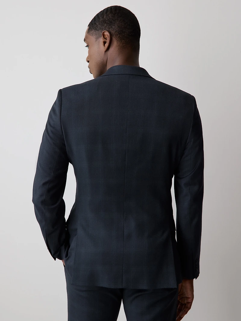 Veston de Complet Carreauté Marine à Coupe Étroite