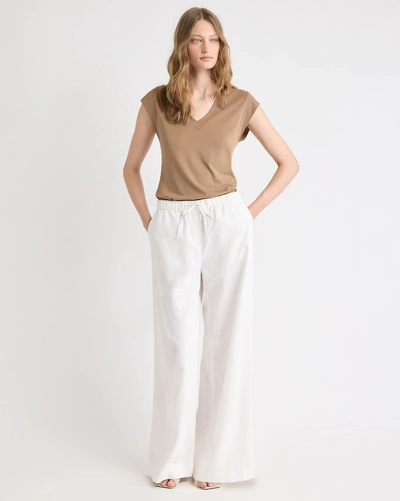 T-Shirt Classique à Manches Courtes et Col V