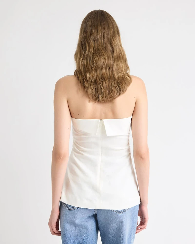 Linen-Blend Straight-Neck Tube Top