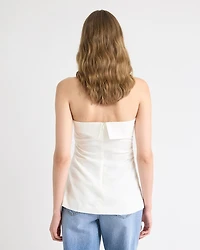 Linen-Blend Straight-Neck Tube Top