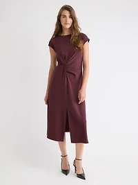 Sleeveless Midi Dress with Draped Detail