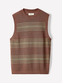 Pull Sans Manches à Col Rond en Mélange de Lin