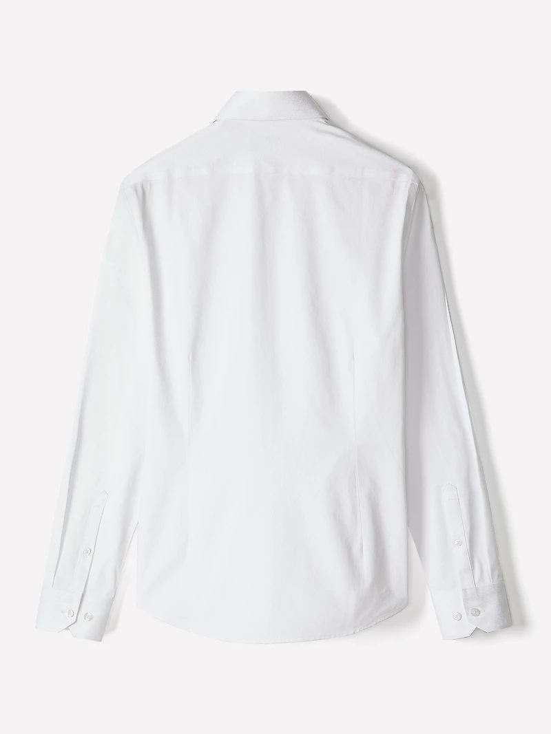 Chemise Habillée Blanche à Coupe Étroite Motif Géométrique