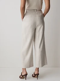 Pantalon Court à Jambe Large et Taille Haute