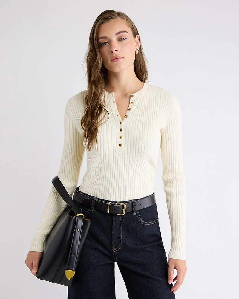 Long-Sleeve Ribbed Sweater