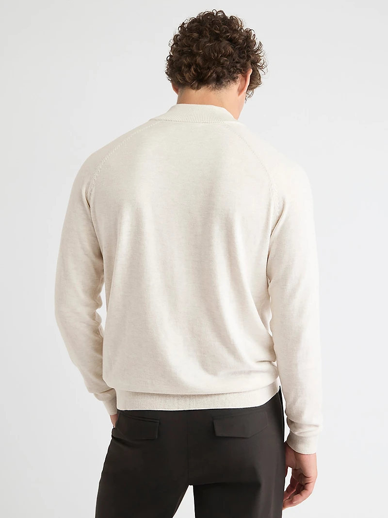 Pull à Col Montant Demi-Zip et Manches Longues
