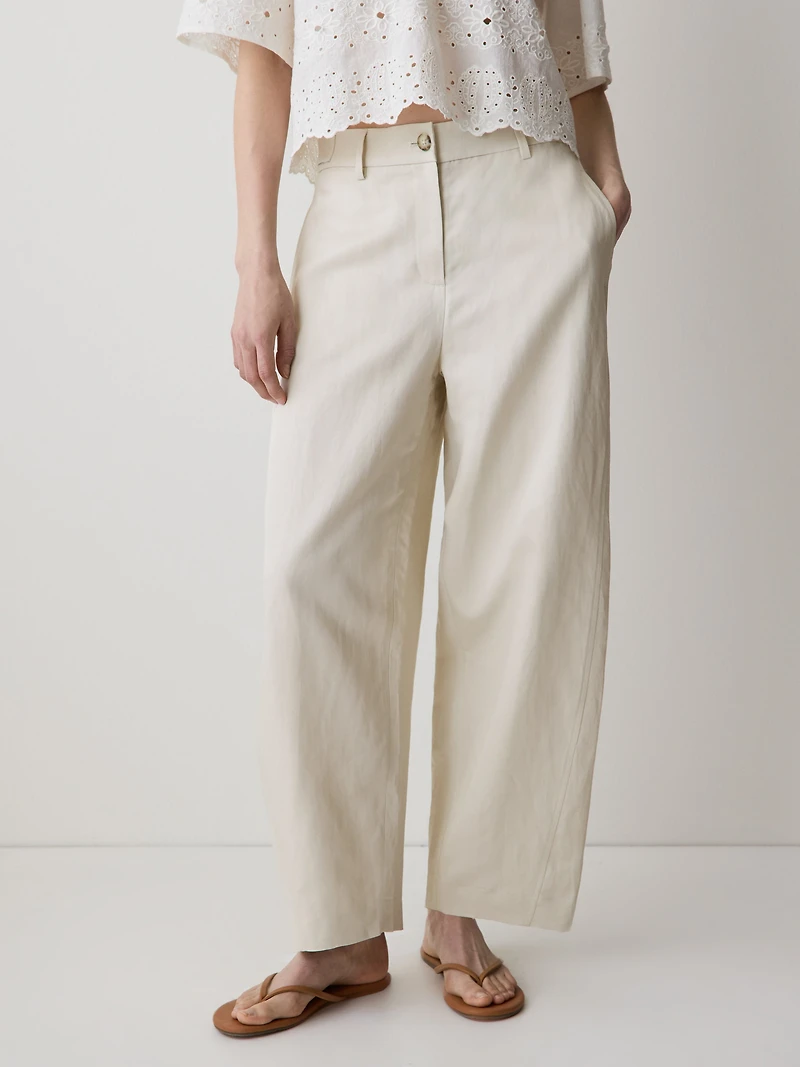 Pantalon en Sergé à Jambe Ballon et Taille Haute