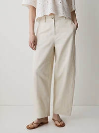 Pantalon en Sergé à Jambe Ballon et Taille Haute