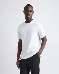 T-Shirt Uni à Col Rond en Coton Interlock Raffiné